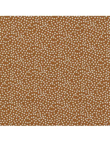 Tissu popeline de coton - Tassi caramel et blanc