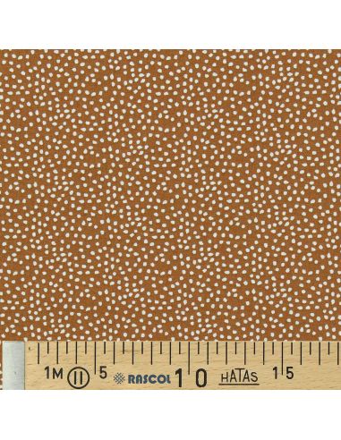 Tissu popeline de coton - Tassi caramel et blanc
