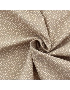 Tissu popeline de coton - Tassi galet et blanc