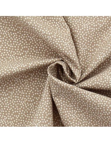 Tissu popeline de coton - Tassi galet et blanc