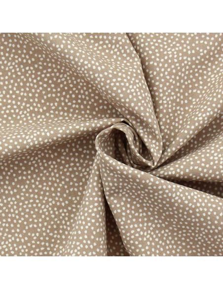 Tissu popeline de coton - Tassi galet et blanc