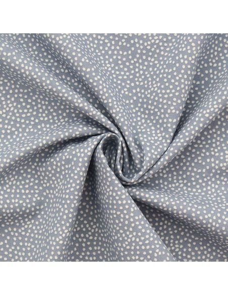 Tissu popeline de coton - Tassi baltique et blanc