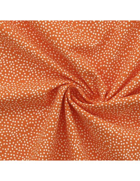 Tissu popeline de coton - Tassi orange et blanc