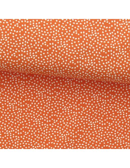 Tissu popeline de coton - Tassi orange et blanc