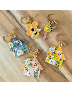 Lot de 5 anneaux marqueurs de maille - Abeilles