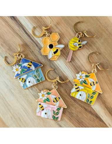 Lot de 5 anneaux marqueurs de maille - Abeilles