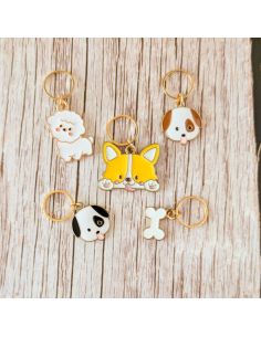 Lot de 5 anneaux marqueurs de maille - Petits chiens