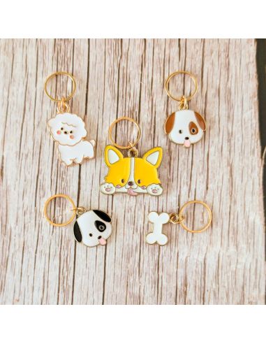 Lot de 5 anneaux marqueurs de maille - Petits chiens