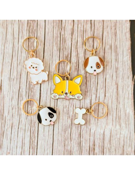 Lot de 5 anneaux marqueurs de maille - Petits chiens