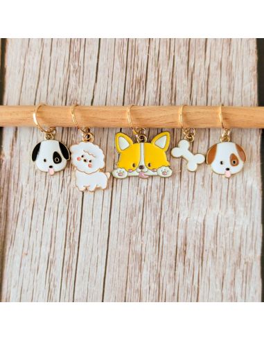 Lot de 5 anneaux marqueurs de maille - Petits chiens
