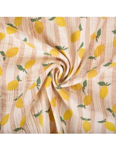 Tissu double gaze imprimé - Lime