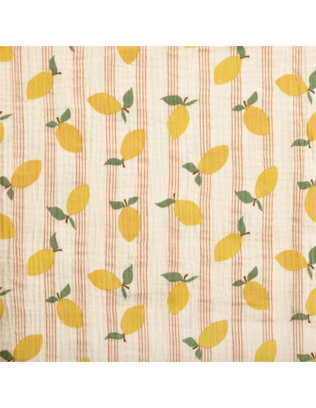 Tissu double gaze imprimé - Lime