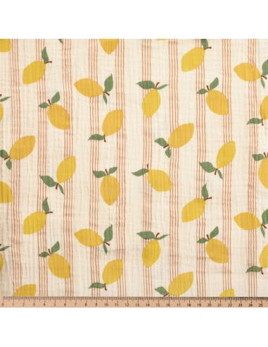 Tissu double gaze imprimé - Lime