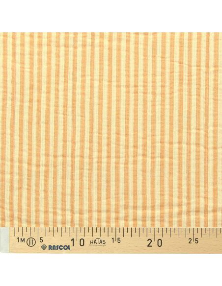 Tissu coton matelassé double face Adva - Écru et mangue