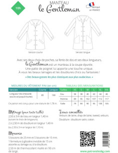 Patron de manteau Gentleman - Les BG 2