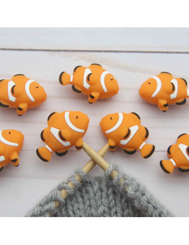 Bouchons stoppeurs de mailles pour aiguilles à tricoter - Poisson clown