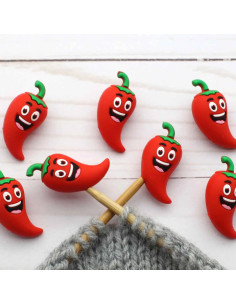 Bouchons stoppeurs de mailles pour aiguilles à tricoter - Piment chili 2