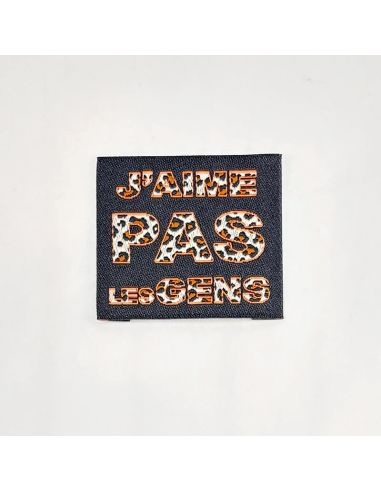 Lot de 5 étiquettes tissées à coudre J'aime pas les gens - Orange