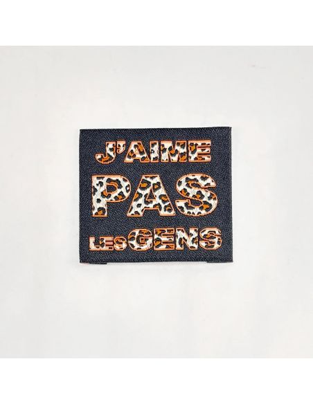 Lot de 5 étiquettes tissées à coudre J'aime pas les gens - Orange