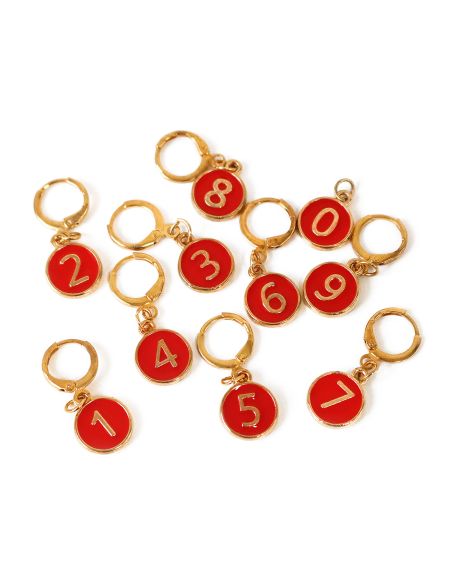 Set de 10 marqueurs de maille numérotés - Rouge