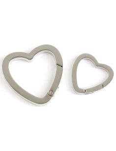 Anneau mousqueton pour sacs coeur - Argent