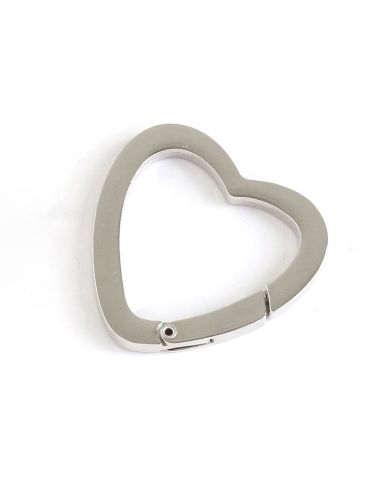 Anneau mousqueton pour sacs coeur - Argent