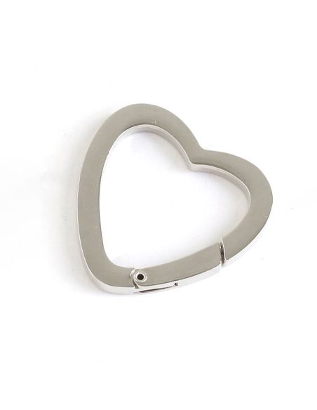 Anneau mousqueton pour sacs coeur - Argent