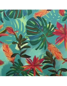 Toile transat - 160 cm - Monstera turquoise