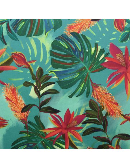 Toile transat - 160 cm - Monstera turquoise