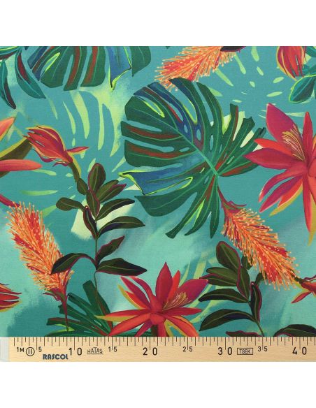 Toile transat - 160 cm - Monstera turquoise