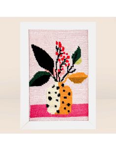Kit canevas par Milpoint -Vase aux pois rouges