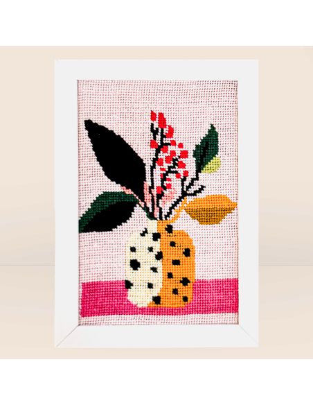 Kit canevas par Milpoint -Vase aux pois rouges
