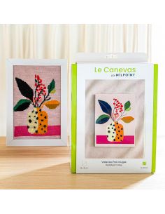 Kit canevas par Milpoint -Vase aux pois rouges 2