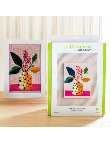 Kit canevas par Milpoint -Vase aux pois rouges