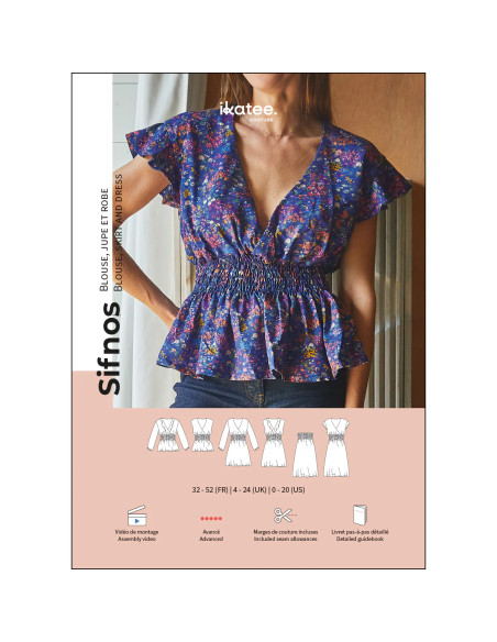 Patron de blouse, jupe et robe Sifnos - Ikatee