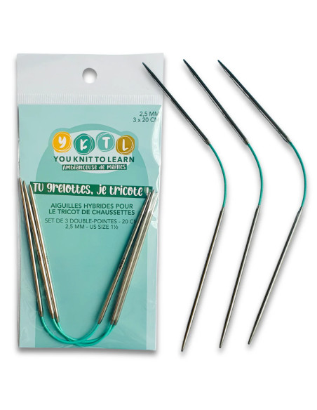 Set de 3 aiguilles double pointes hybrides 20 cm YKTL