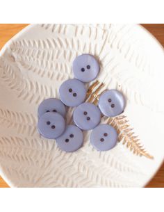 Bouton nacre plat 2 trous - Gris perle