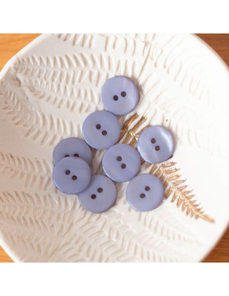 Bouton nacre plat 2 trous - Gris perle