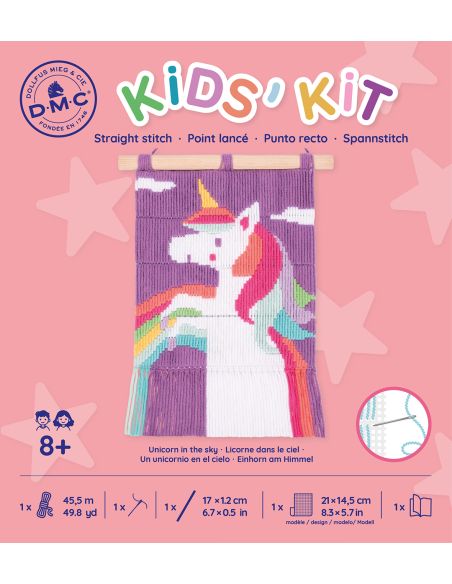 Kit point lancé Kids'kit DMC - Licorne dans le ciel