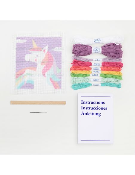 Kit point lancé Kids'kit DMC - Licorne dans le ciel