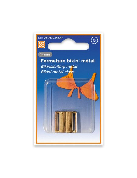 Clips bikini métal Carré 14 mm - Doré