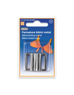 Clips bikini métal Carré 20 mm - Argent 2