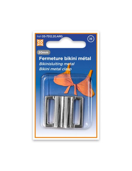 Clips bikini métal Carré 20 mm - Argent