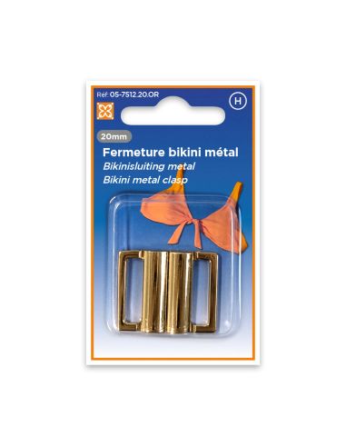 Clips bikini métal Carré 20 mm - Doré