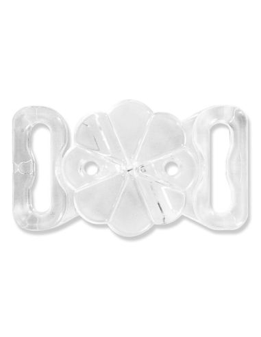 Set de 2 clips bikini et ceinture plastique fleur 15 mm - Transparent