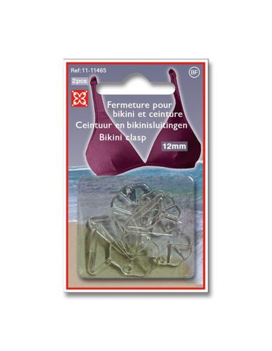 Set de 2 clips bikini et ceinture plastique fleur 15 mm - Transparent