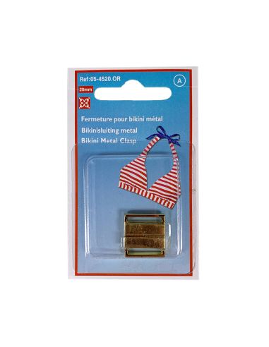 Clips bikini métal plat 14 mm - Doré