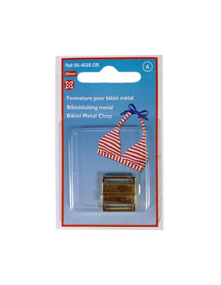 Clips bikini métal plat 14 mm - Doré