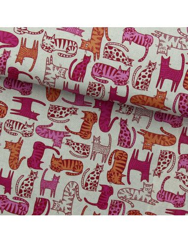Toile de coton canvas premium - Chat rose