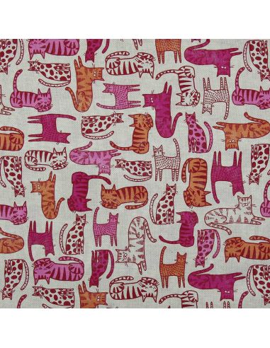 Toile de coton canvas premium - Chat rose